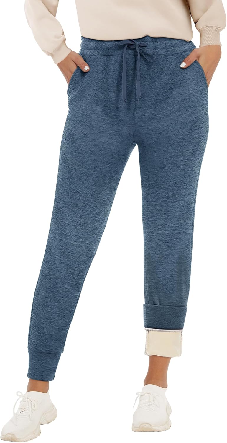 Fleece Lined Sweatpants for Women - Winter Warm Sherpa Joggers