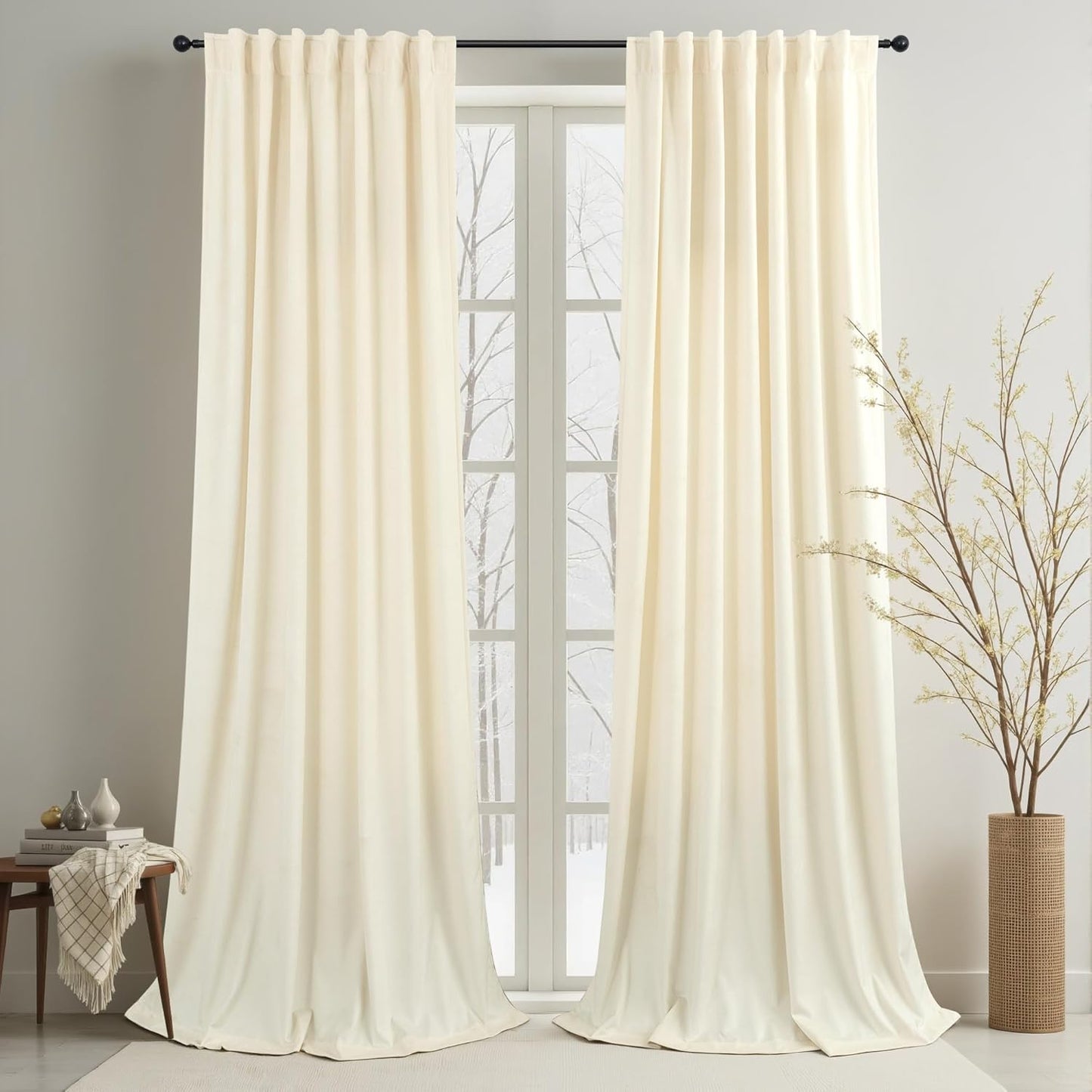 102 Inch Velvet Curtains Set for Elegant Home Decor Style