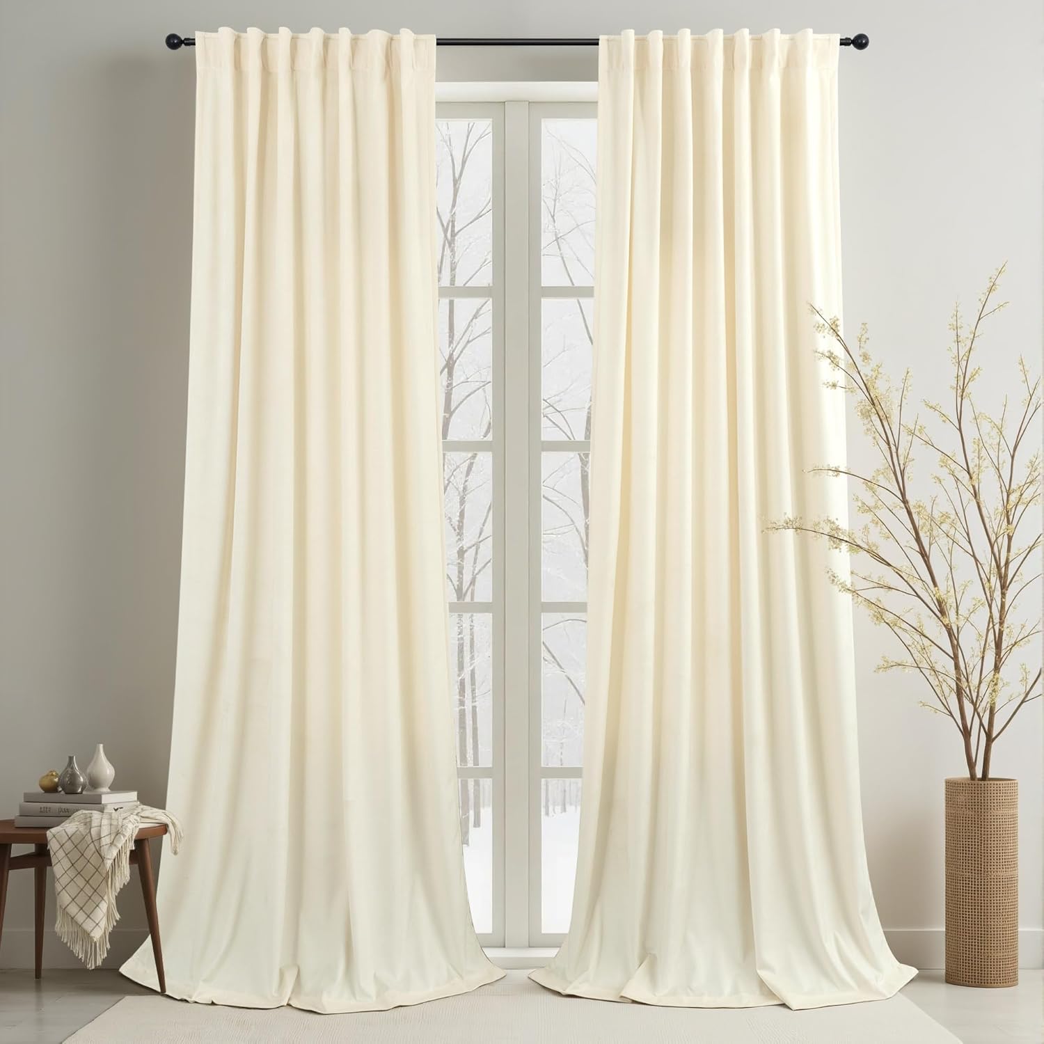 102 Inch Velvet Curtains Set for Elegant Home Decor Style