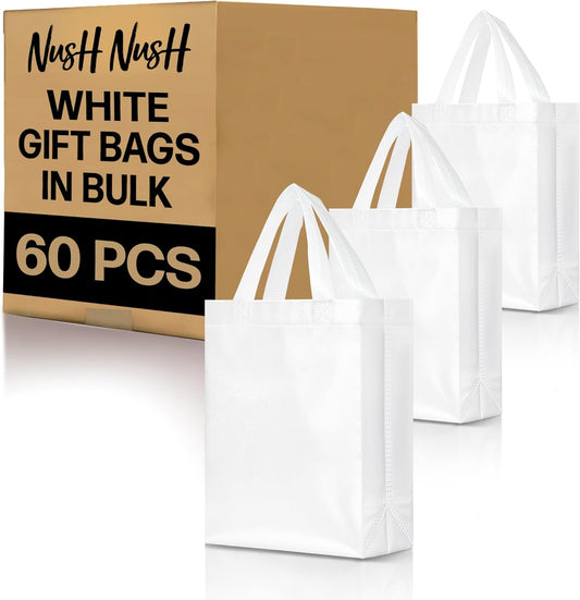 Nush Nush Set of 60 White Gift Bags - Perfect for Events