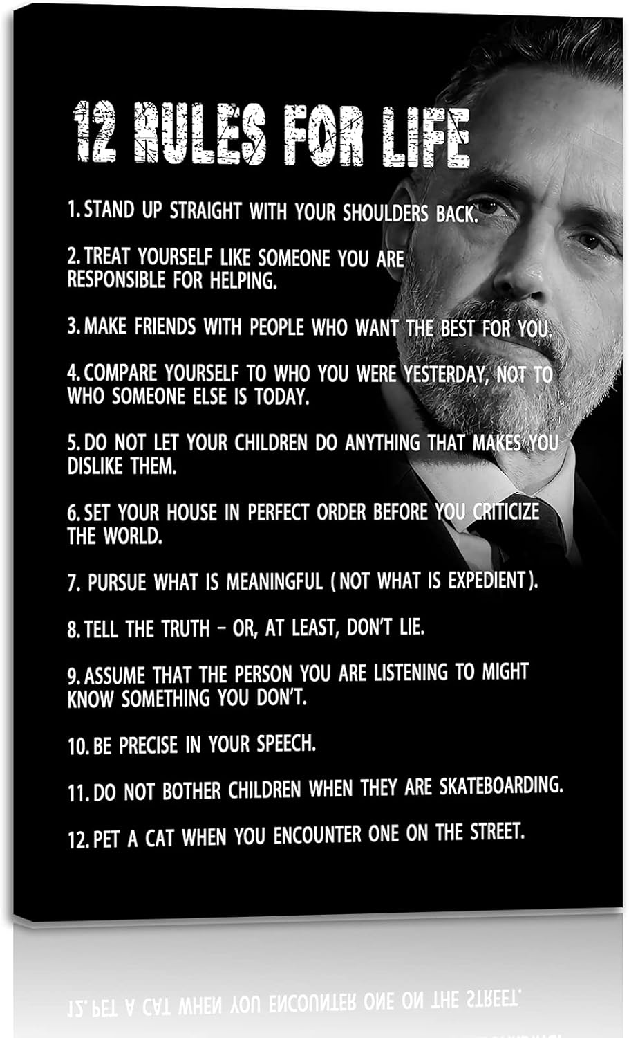 12 Rules For Life Inspirational Canvas Wall Art for Home Decor