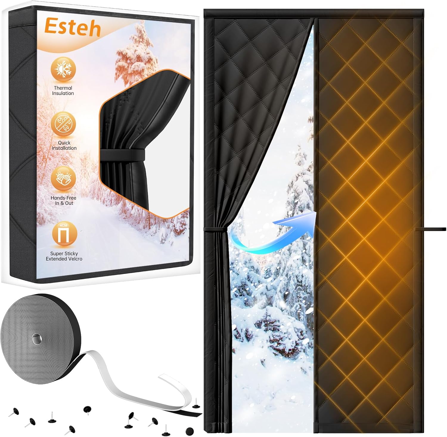 Magnetic Thermal Insulated Door Curtain for Winter Protection