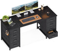 ODK 55 Inch Computer Desk with 8 Fabric Drawers for Home Office