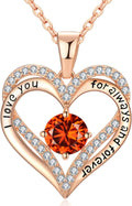 18K Rose Gold Necklaces for Women with Double Heart Pendant