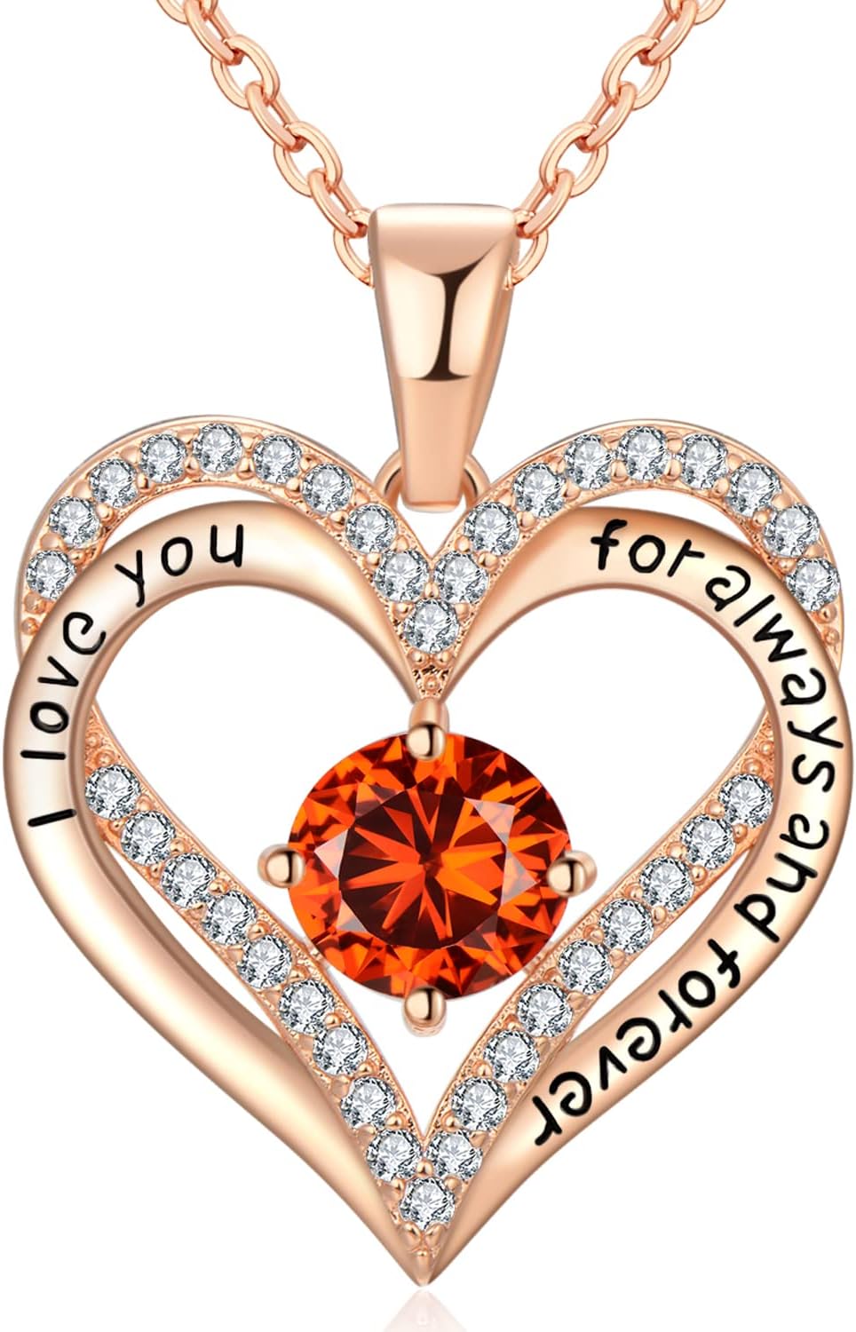 18K Rose Gold Heart Necklace for Women Birthday Gifts Jewelry