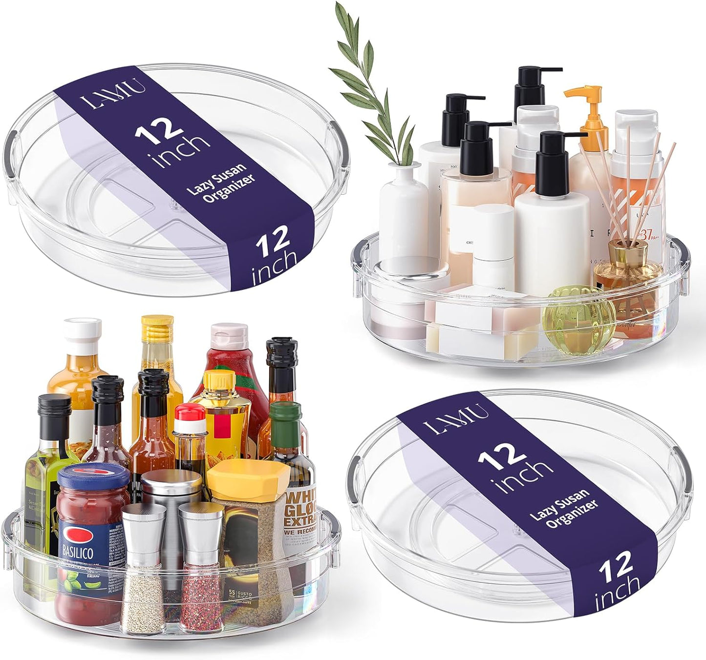 12in Lazy Susan Organizer Set for Efficient Kitchen Storage