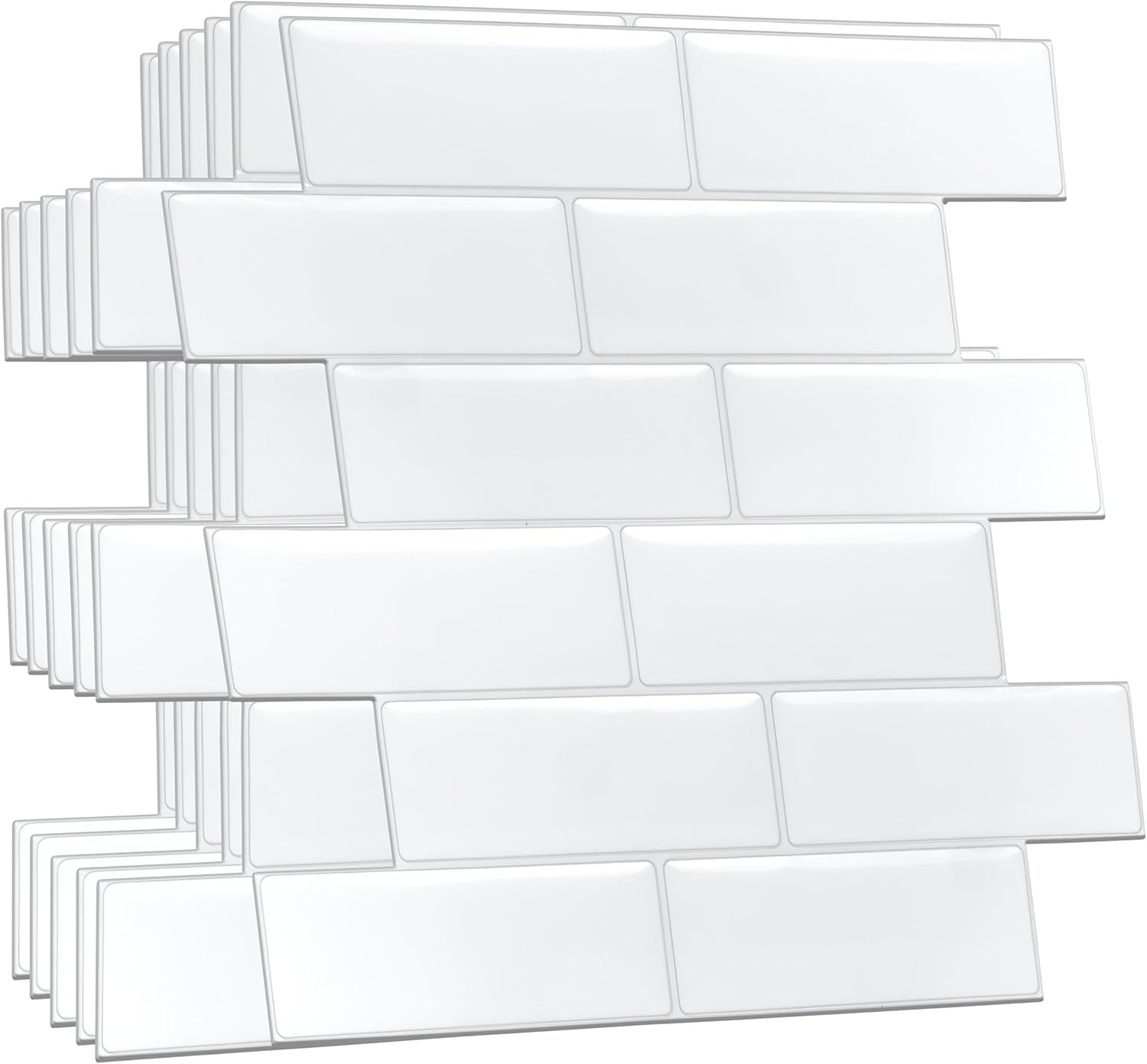 Peel & Stick 3D Subway Tile Stickers - Pure White Mosaic - Water & Heat Resistant
