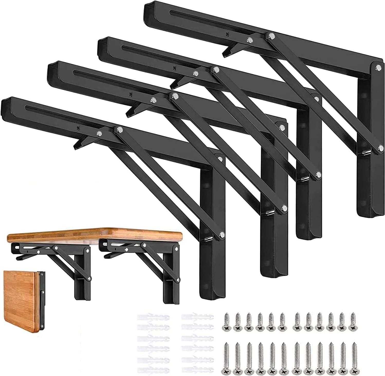 Folding Shelf Brackets 24 inch for DIY Wall Mounted Storage