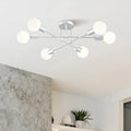 Sputnik Ceiling Light Fixture 6-Light Nickel Sputnik Chandelier