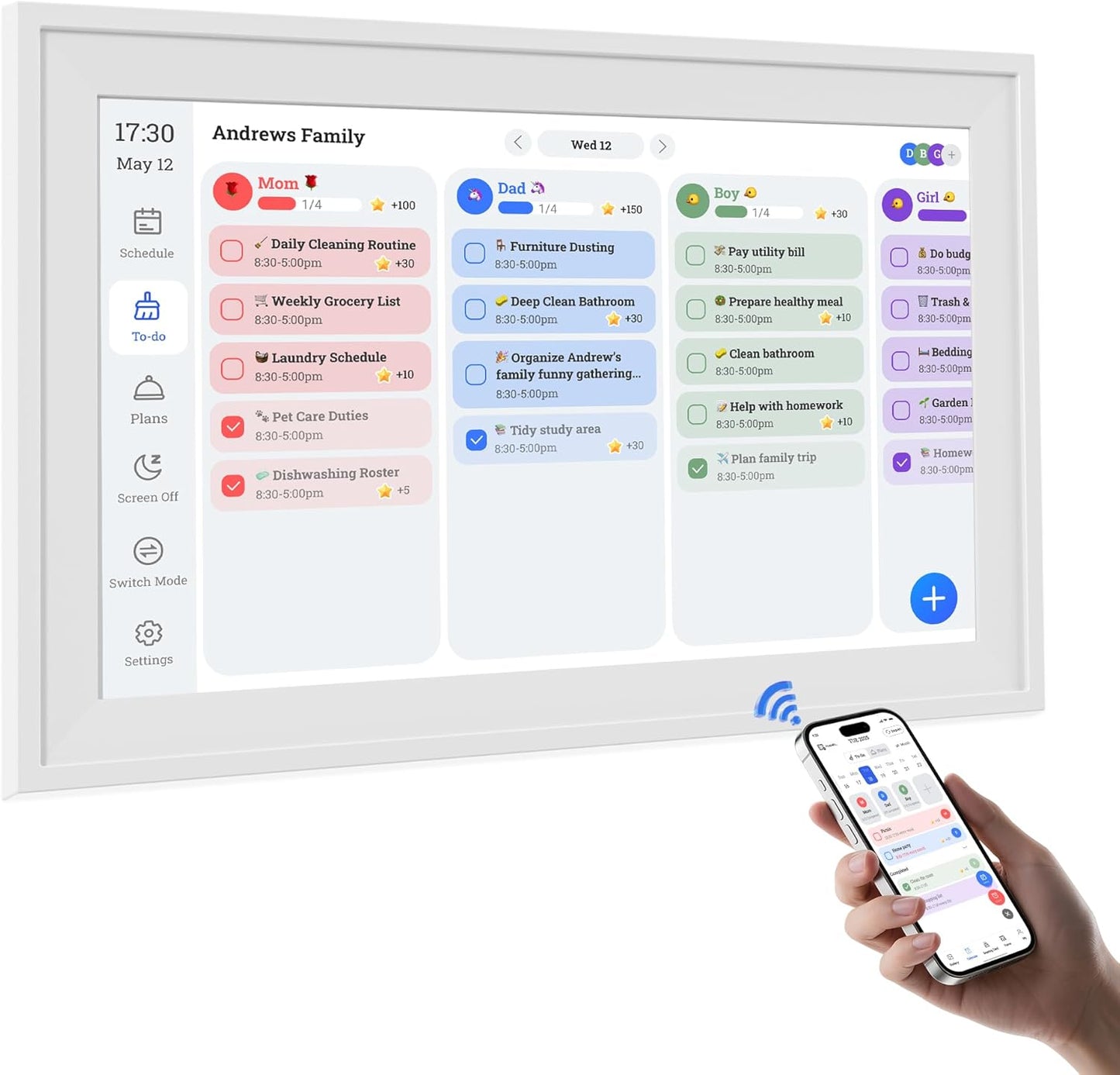 15.6 Inch Digital Calendar Chore Chart for Family Organization