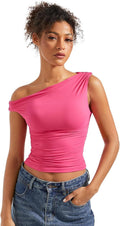 SUUKSESS Women Off Shoulder Crop Tank Top - Sleek Y2K Style Women's