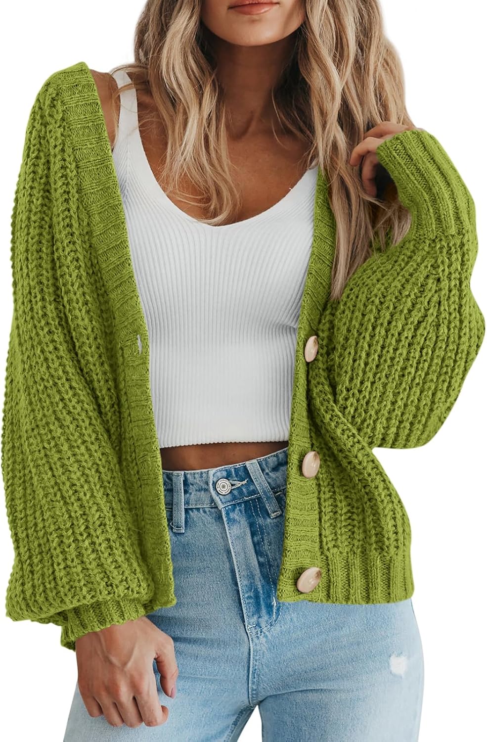 PRETTYGARDEN Women's Chunky Knit Open Front Cardigan Sweater