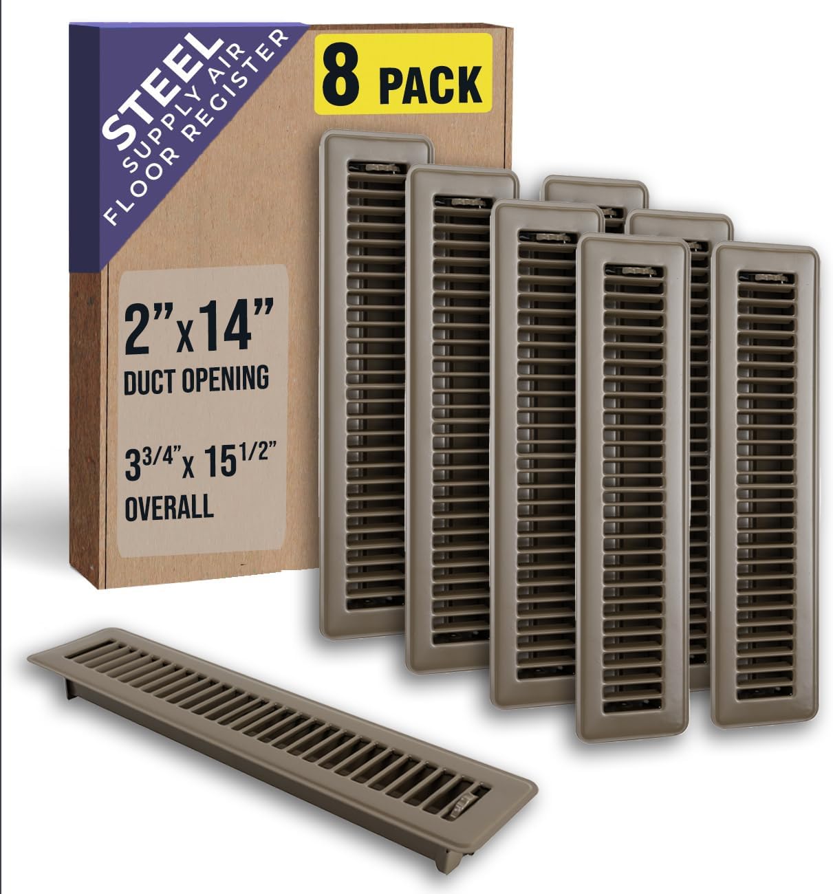 2x14 Floor Register with Louvered Design for Efficient Airflow