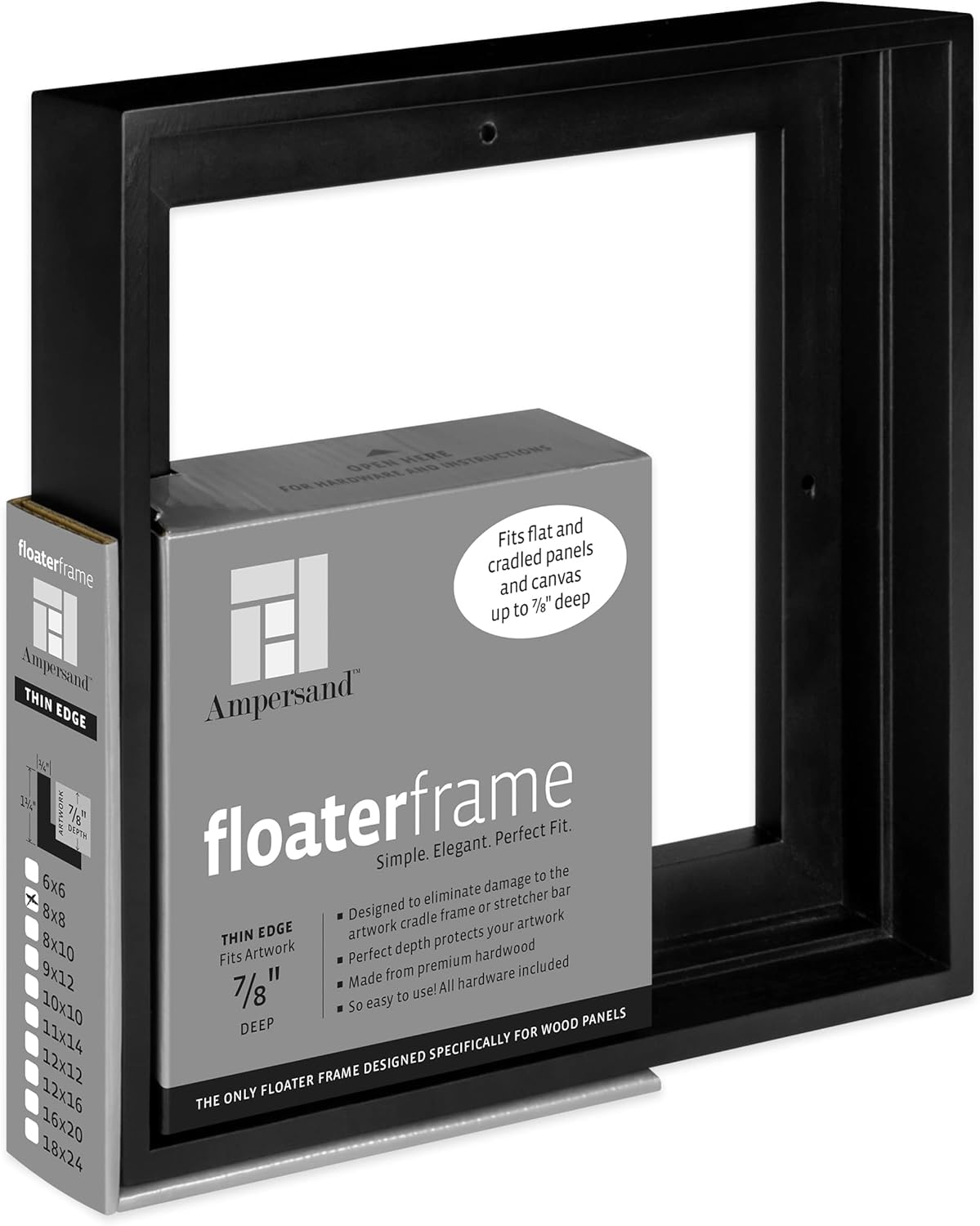 Ampersand Art Supply Floaterframe for 8x8 Canvas Artwork