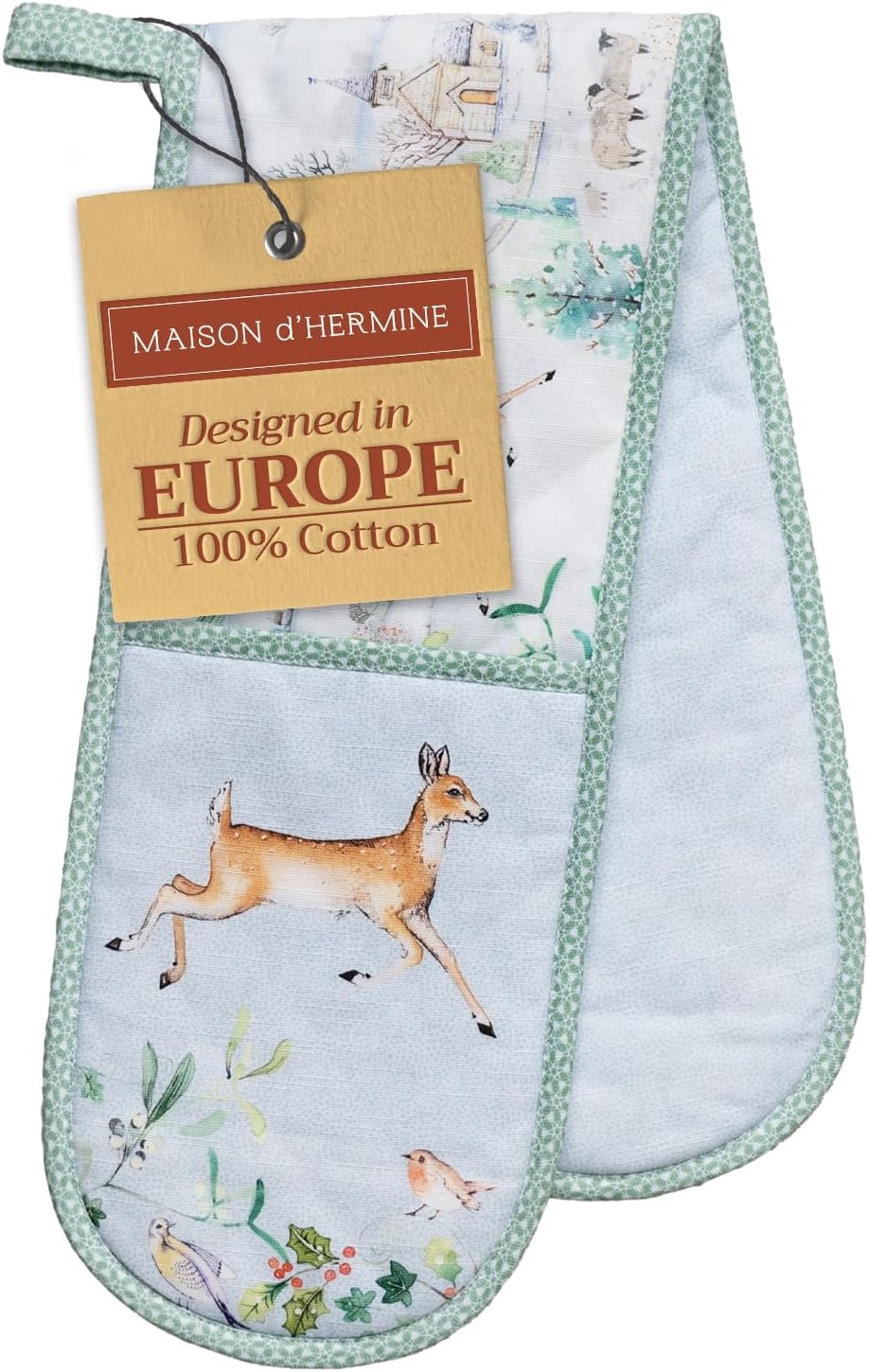 Maison d' Hermine Double Oven Mitt - Heat Resistant Cotton for Safe Cooking