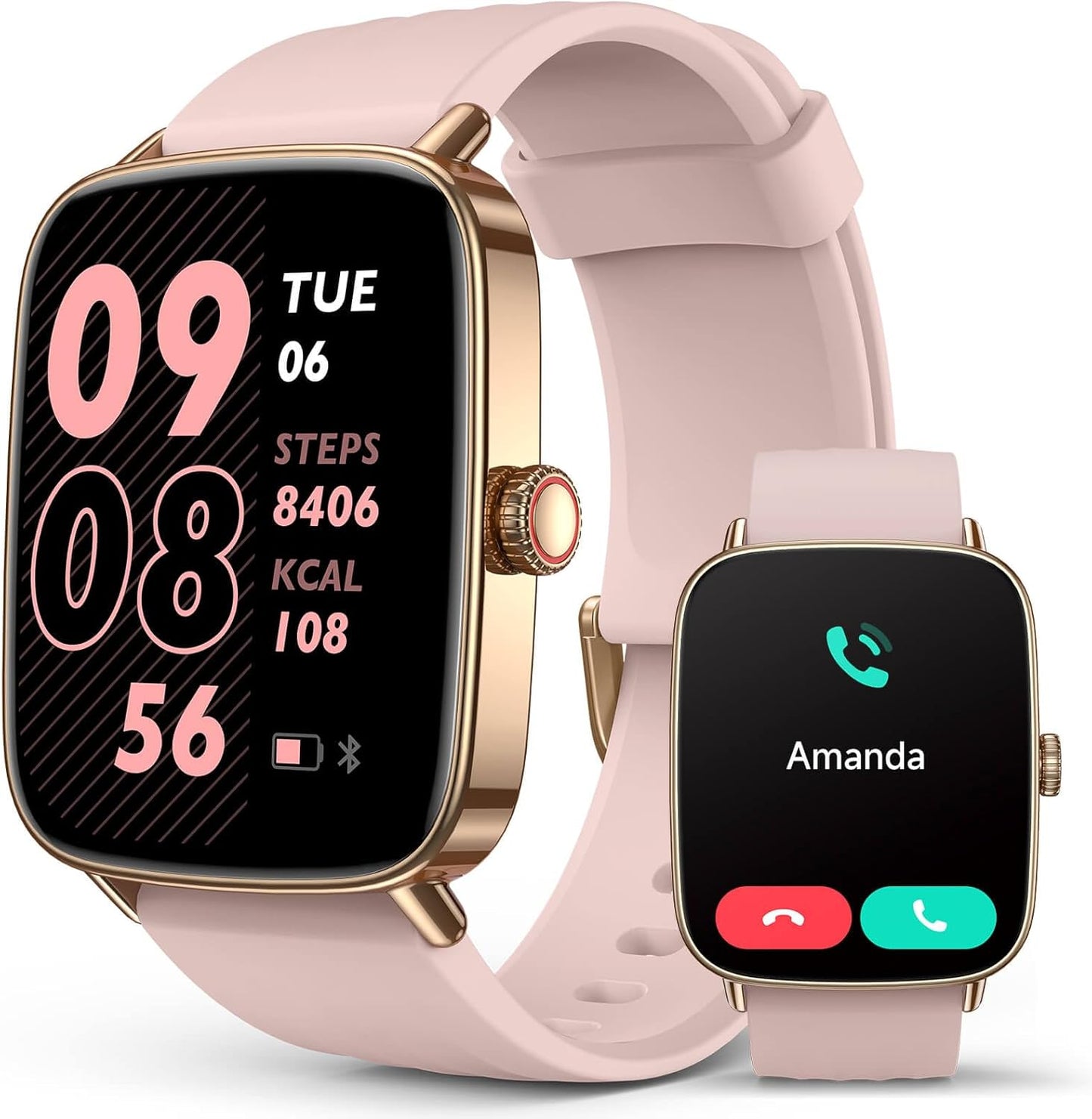 SOUYIE Pink Smartwatch: AI Voice, Heart Rate Monitor, Fitness Tracker