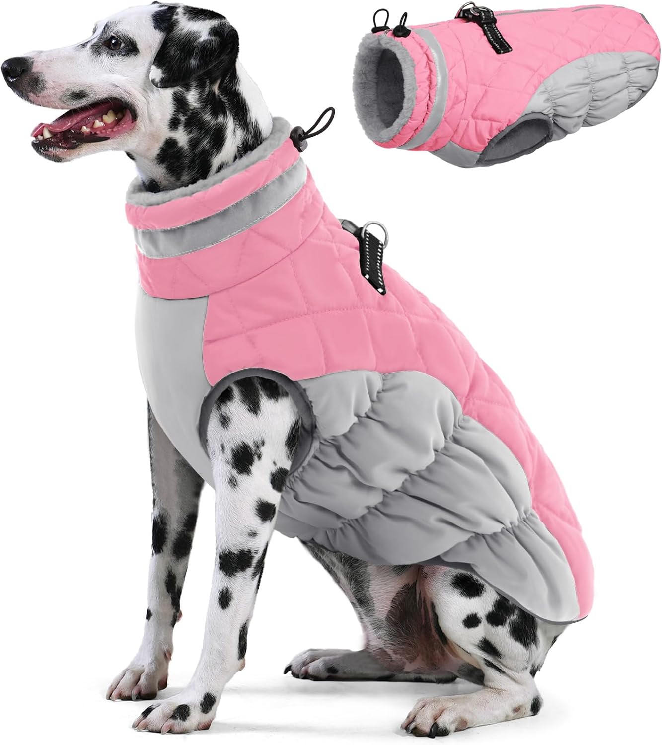 AOFITEE Dog Coat - Warm Winter Jacket for Large Dogs, Pink