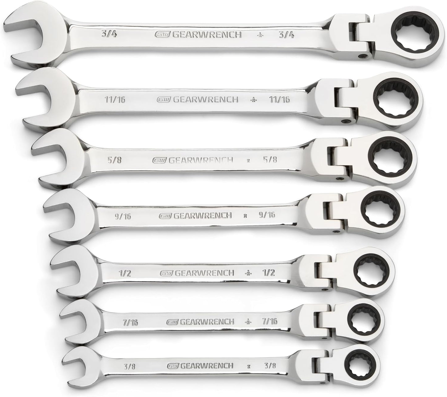 GEARWRENCH 7 Pc. Flex Head Ratcheting Wrench Set for Mechanics