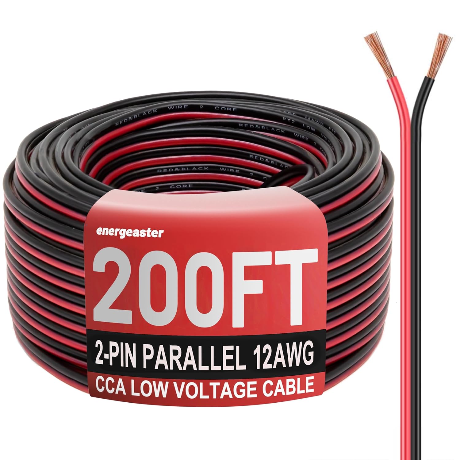 Electrical Wire 12AWG 200FT Red Black Cable for LED Lighting