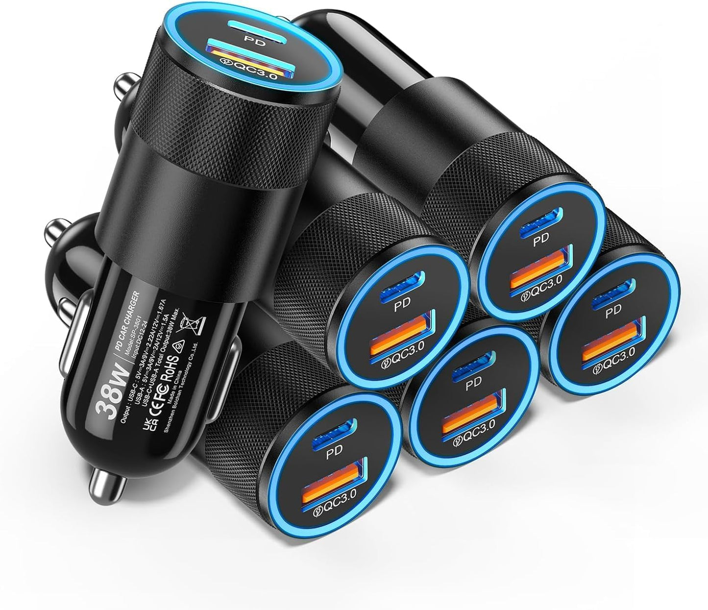 Ancekoy 38W Dual Fast Car Charger for iPhone & Samsung