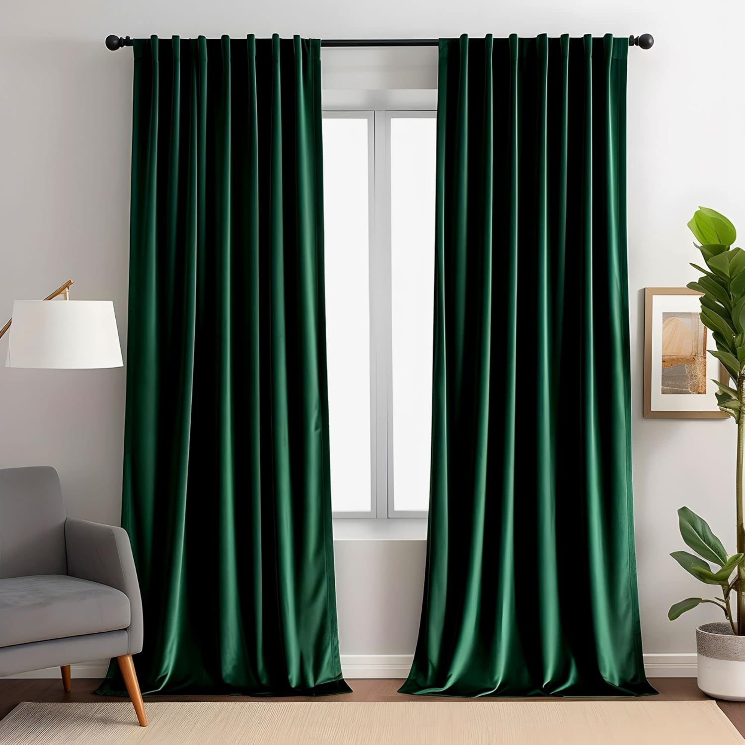 Emerald Green Velvet Curtains 84 inches Long for Luxury Homes
