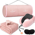 Travel Pillow and Blanket Set Neck Pillow with Sleep Mask - Compact