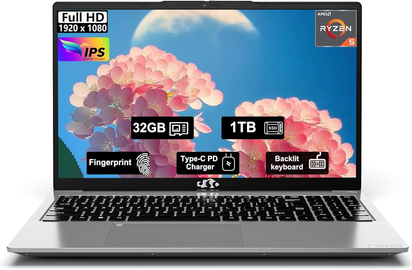 NIMO 15.6 FHD Student Laptop with 32GB RAM and 1TB SSD