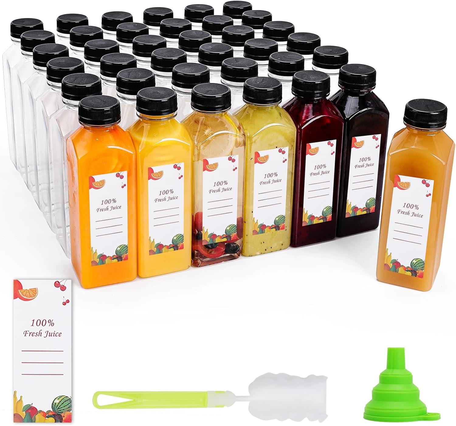 Plastic Juice Bottles 150 pcs 16 oz for Juicing and Smoothies