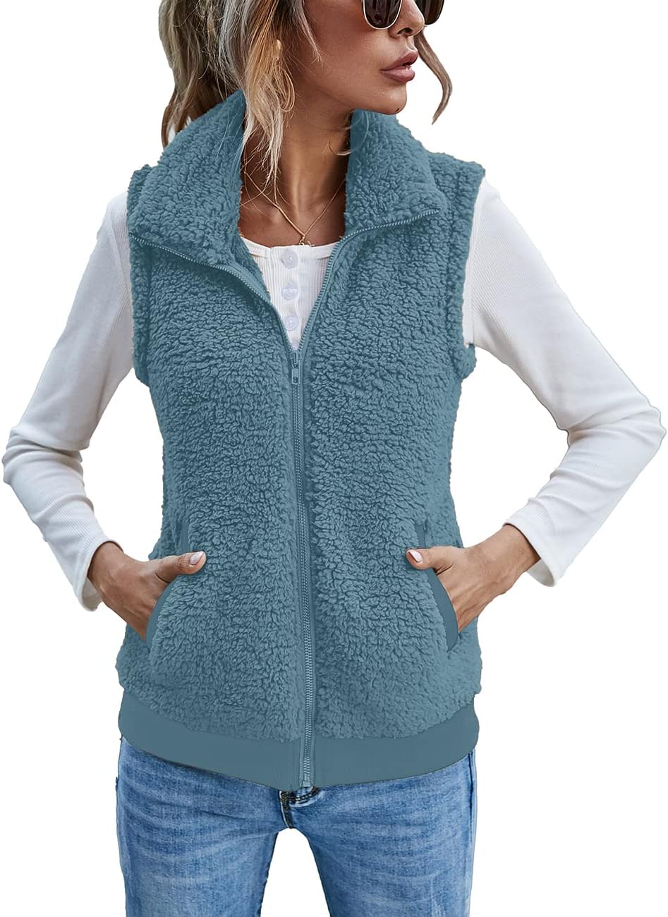 LOMON Womens Fuzzy Fleece Vest for Casual Warmth and Style