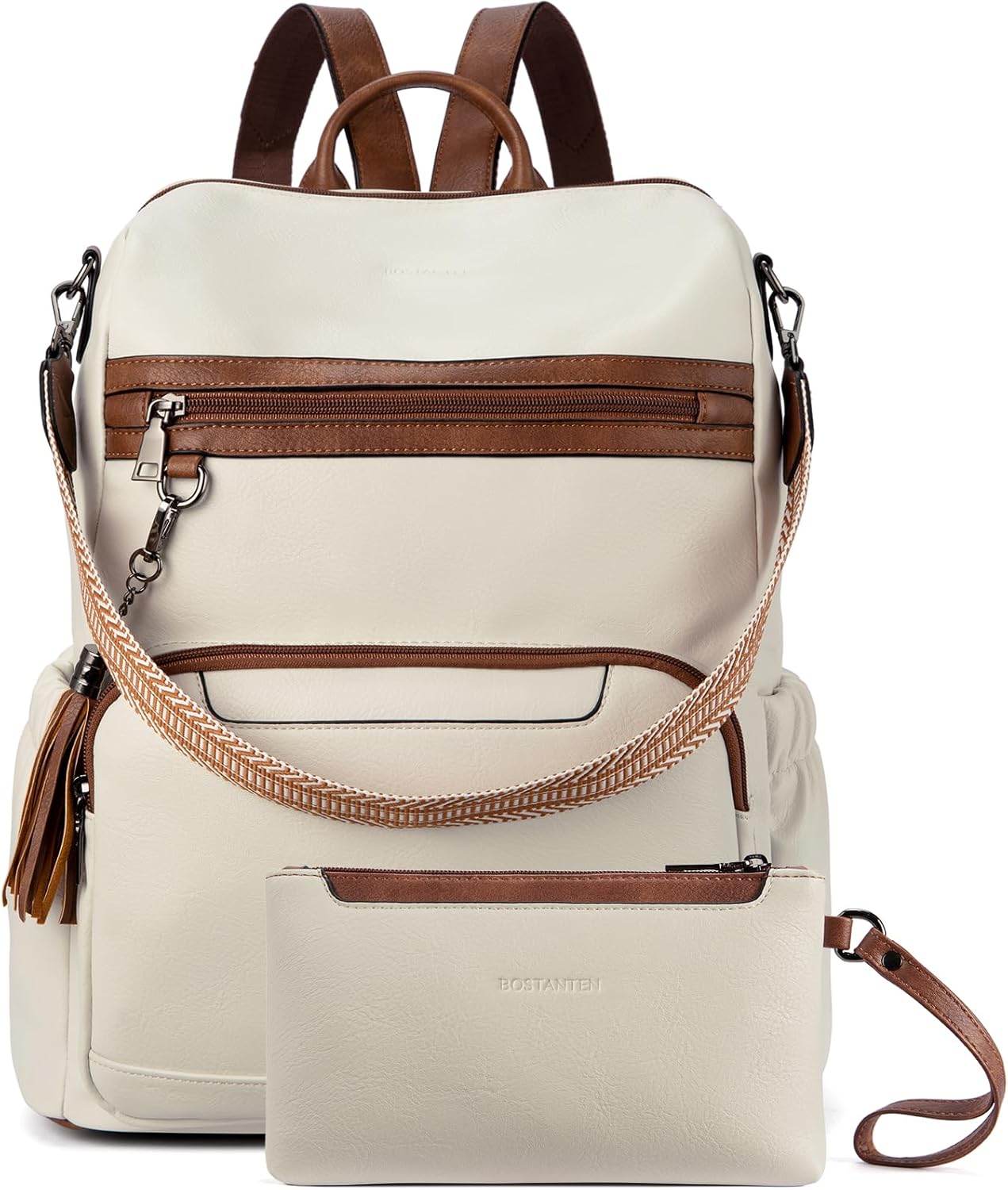BOSTANTEN PU Leather Laptop Backpack for Women Travel Use
