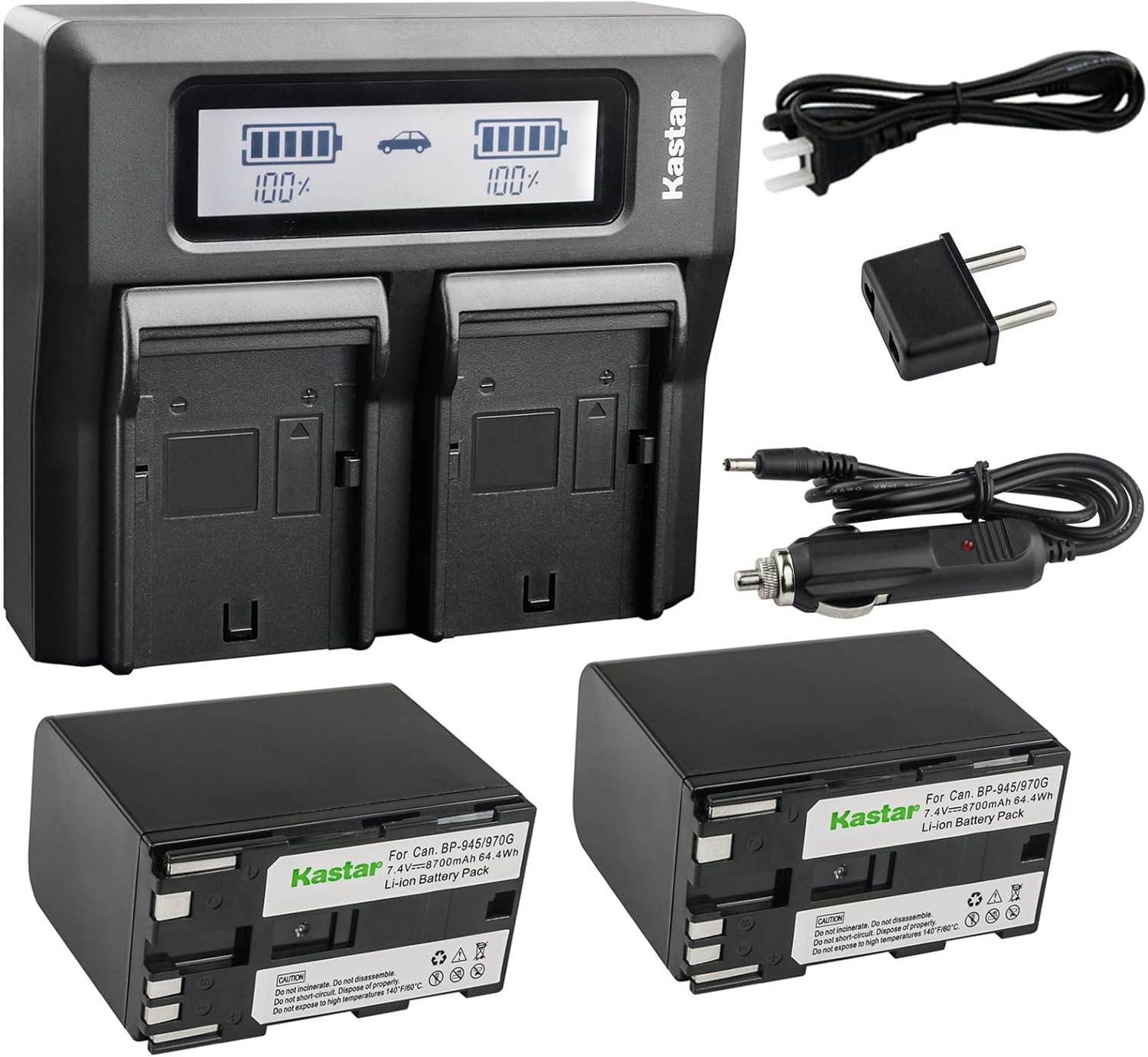 Kastar Fast LCD Charger with 2 Batteries for Canon Cameras