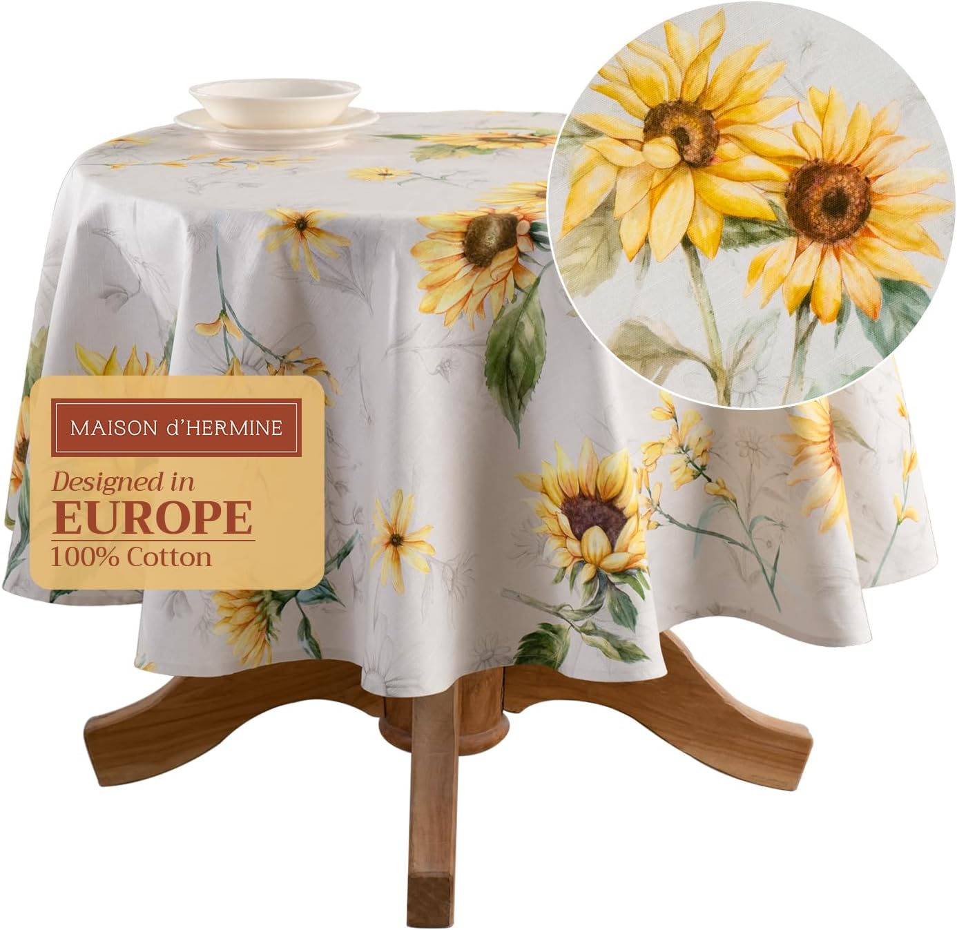 Elegant 63 Inch Round Cotton Tablecloth for All Occasions