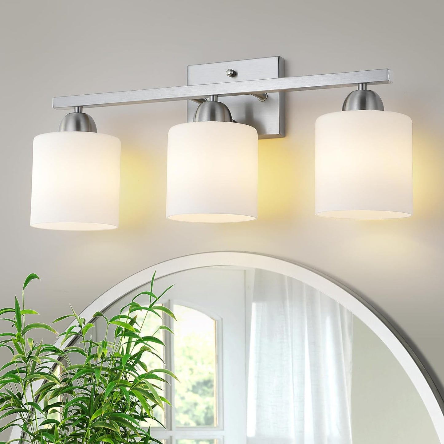 Stainless Steel Milk Glass Vanity Lights for Modern Bathrooms