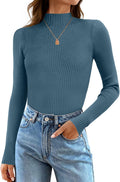 Women's Ribbed Mock Turtleneck Slim Fit Long Sleeve Top - Fall 2025