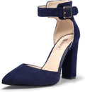 IN4 Pedazo High Block Heels Pumps Pointed Closed Toe - Comfortable 4in