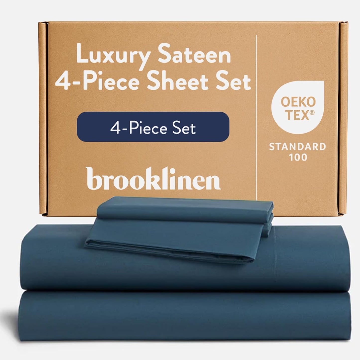 Luxury Sateen Duvet Cover King Size in Abyss Blue by Brooklinen