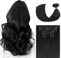 Black Hair Extensions Real Human Hair 22 in 7pcs Clip-Ins - Natural