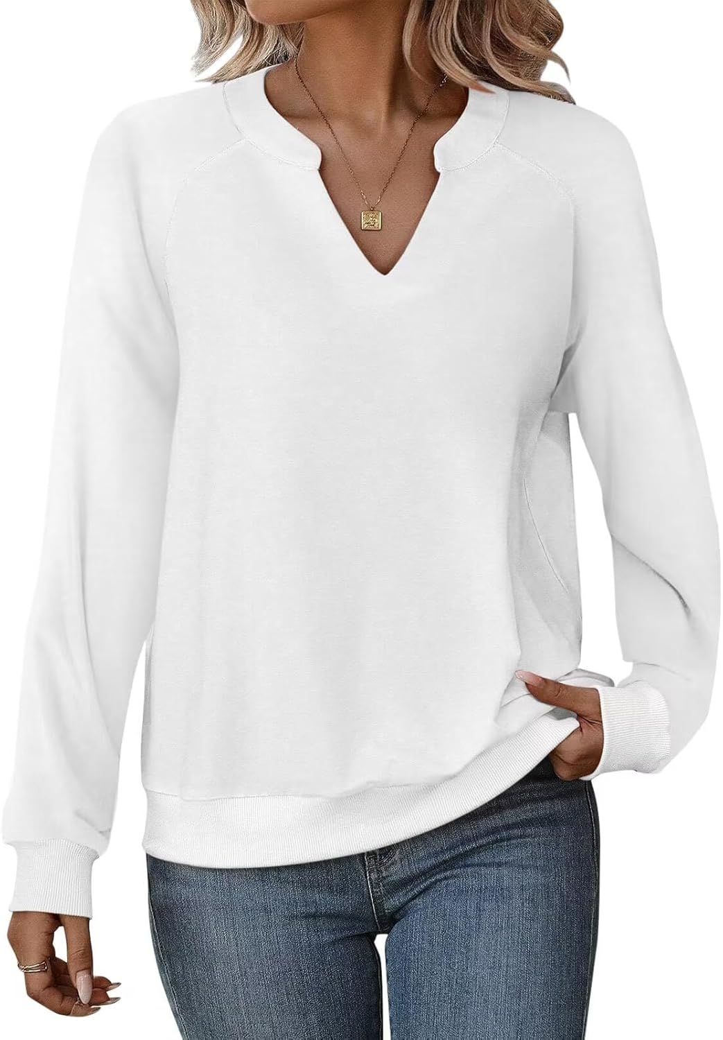 Cute Lightweight V-Neck Sweatshirt by EADINVE