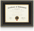 8.5 x 11 Diploma Frame with Mat - High Gloss Black with Gold Rim