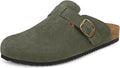 Womens Suede Clogs with Cork Footbed and Arch Support