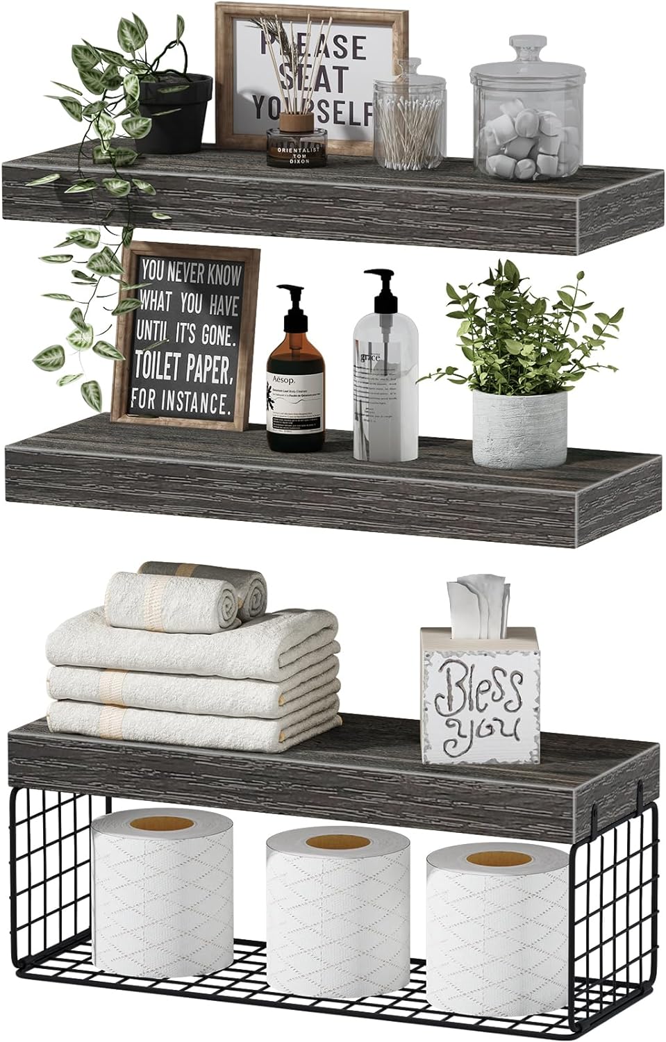 QEEIG Bathroom Shelves Over Toilet - Stylish Floating Storage