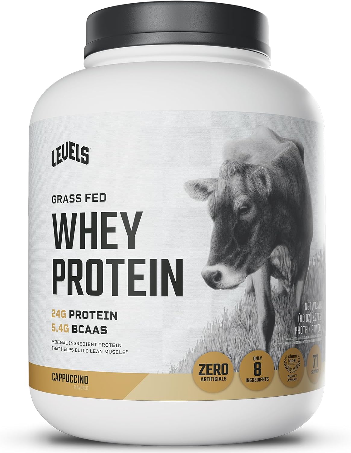 Levels Grass Fed Whey Protein Powder with 24G Protein in Cappuccino
