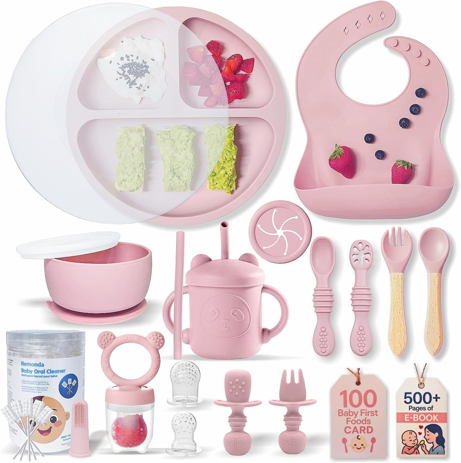Remonda 23-Piece BPA-Free Silicone Baby Feeding Set for Self Feeding