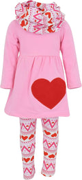 Baby Girls 3pc Heart Tunic Outfit Set - Soft Cotton Comfort