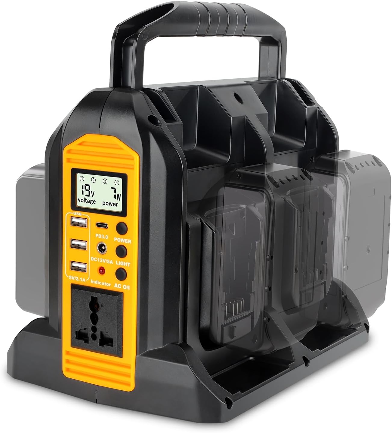 Dewalt Battery Power Inverter: Pure Sine Wave, 4 Ports, LED Light