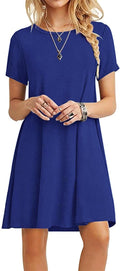 Women's Casual T-Shirt Tunic Dress - Loose Flowy Short Sleeve