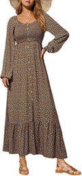 Boho Floral Smocked Maxi Dress - Flattering Empire Waist