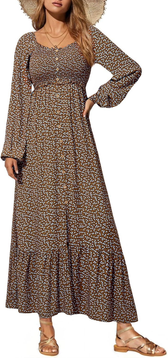 Dokotoo Fall Dresses for Women 2025: Boho Floral Maxi Dress