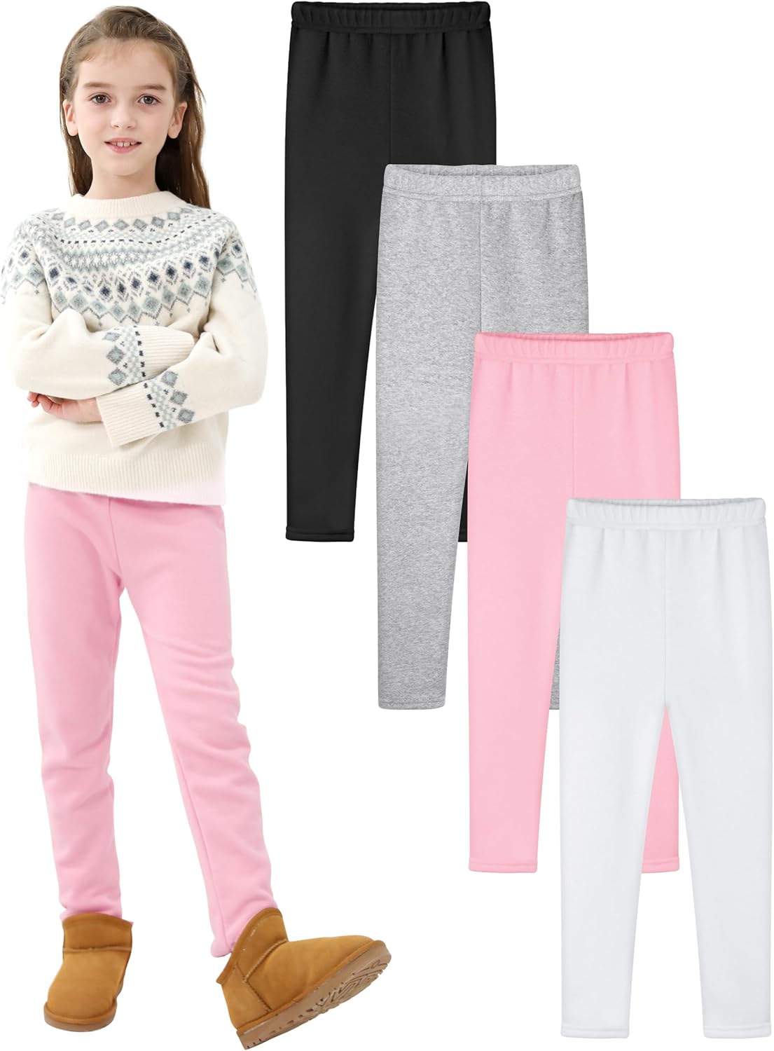 Resinta Girls Winter Fleece Lined Leggings for Cozy Warmth