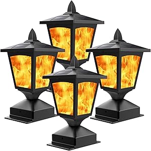 Solar Post Flame Light for Outdoor Deck and Fence Cap Lighting